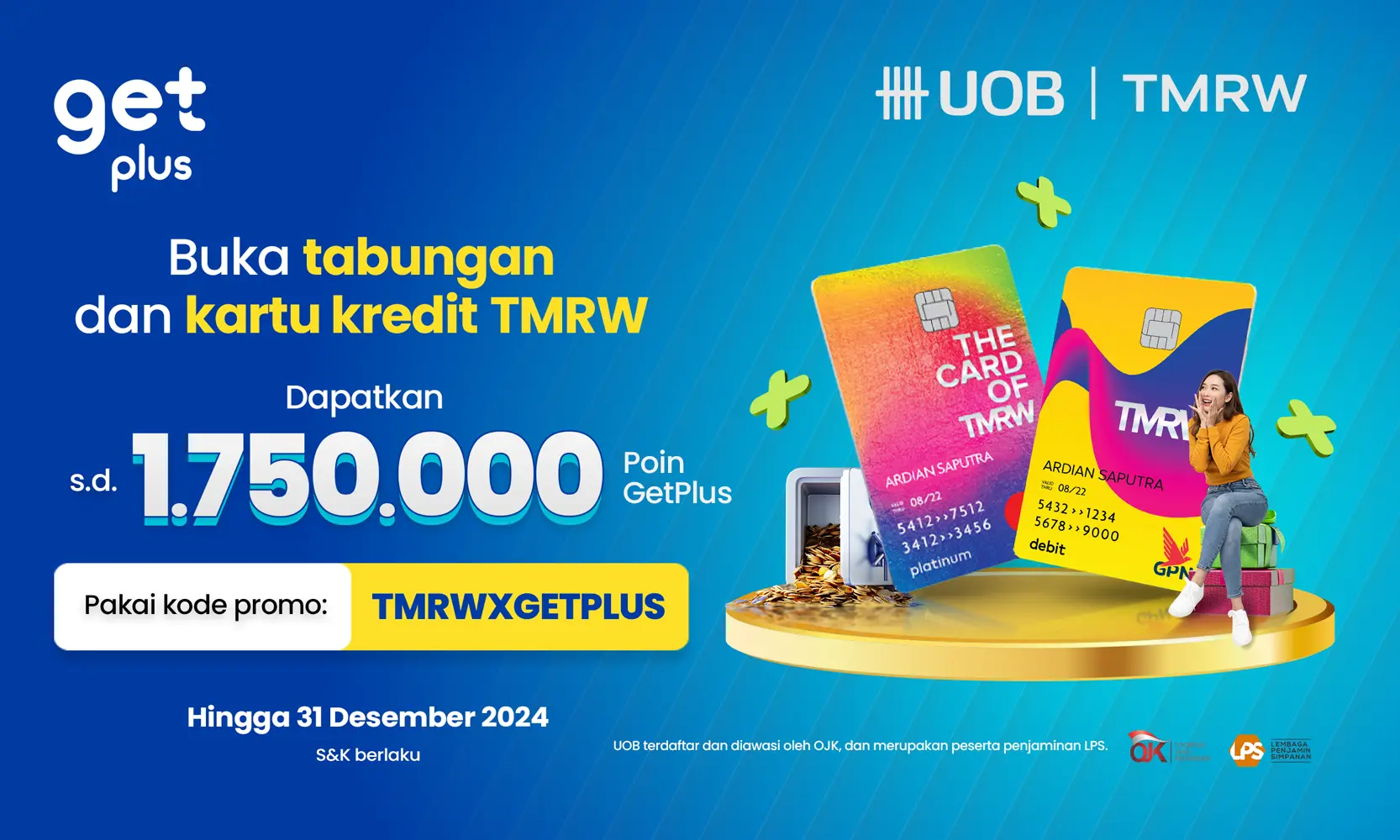 Buka tabungan UOB TMRW & Credit Card TMRW, Bonus sd 1.750.000 Poin